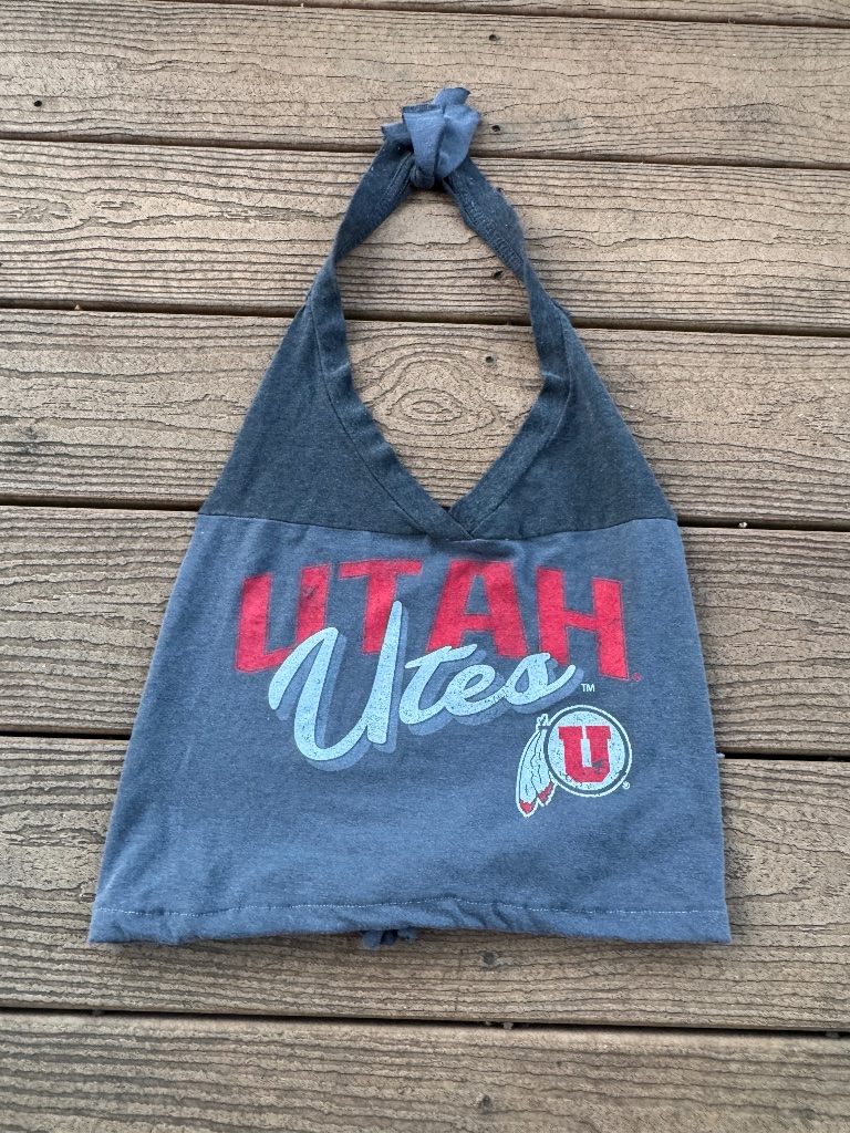 Utah Utes Vintage Charcoal Reworked Halter Top One Size